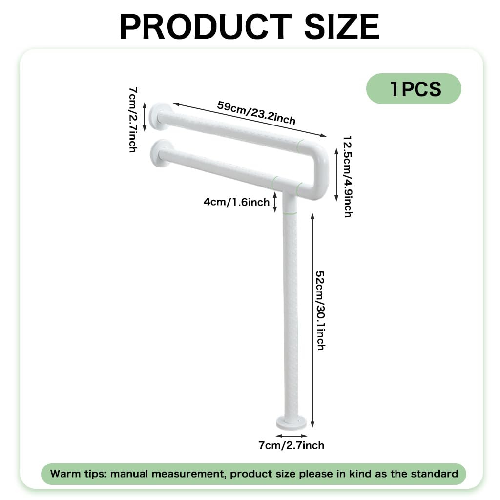HANNEA Safety Grab Bar for Toilet with 268lbs Capacity and Foldable Screw-Fixed Design | Adjustable Aluminum Alloy Handrail for Elders