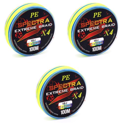 Proberos® Fishing Line Super Strong 0.6MM 110LB 50KG 100M PE 4 Strands Monofilament Braided Angling Accessory Durable Wire 3PCS