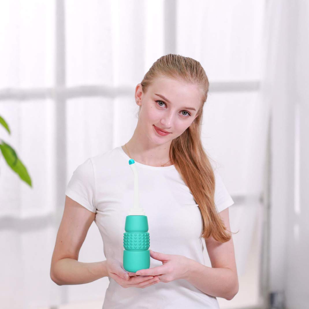 HANNEA Portable Bidet Spray for Toilet with 500ML Bottle and 7.5 in Angled Nozzle | Postpartum Care