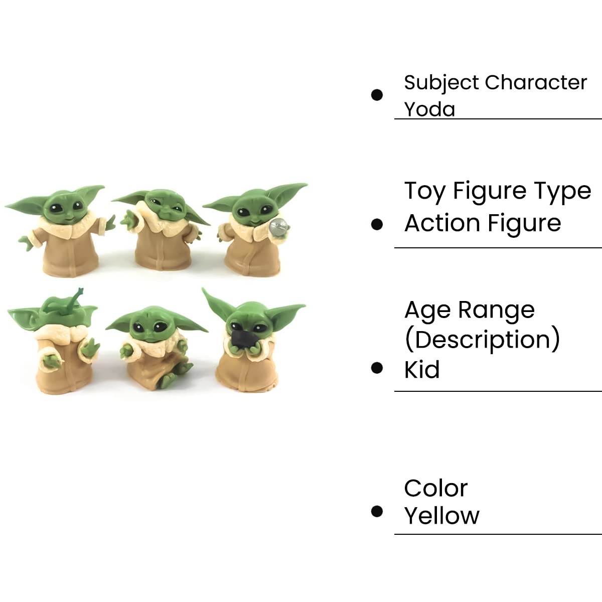 PATPAT® Baby Yoda 6Pcs PVC Baby Yoda Soft Toy 2-2.4 inch Yoda Model Toys for Kids Adult Star Wars Yoda Figures Toy Set Birthday Gift for Kids Cute Desk Decoration for Office Home