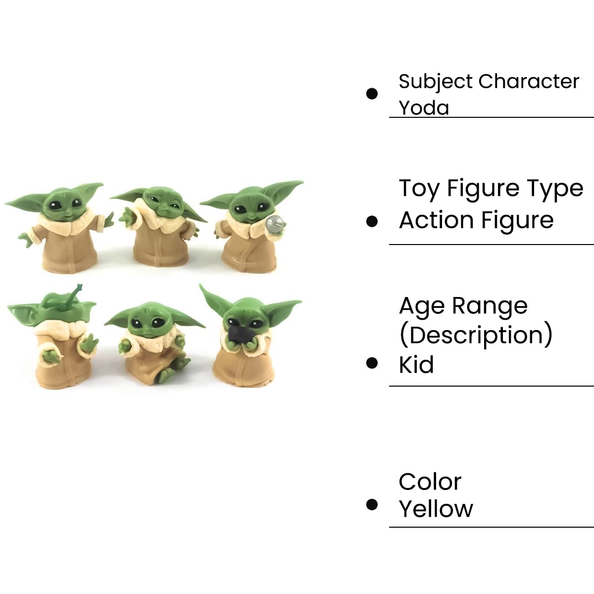 PATPAT Baby Yoda Toy Set featuring 6pcs 2–2.4 in PVC Figures for Kids and Adults | Cute Desk Decoration