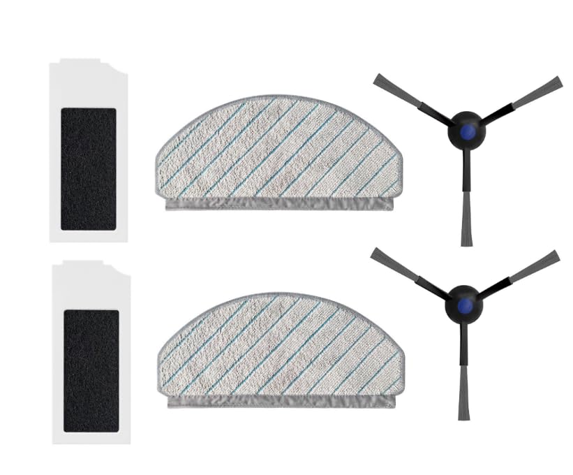 HASTHIP 6Pcs Replenishment Kit, Replacement Parts for Ecovacs N20 Pro/N20 Robot, Vacuum Cleaner Replacement Accessories:  2 Side Brushes, 2 Microfiber Cloth Mop, 2 Filter
