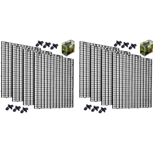 Qpets® 8PCS Fish Tank Dividers Kit Mesh Screen with Suction Cups PP Plastic Aquarium Isolation Boards Separators for Dividing Fish Turtles Lizards 30x30cm