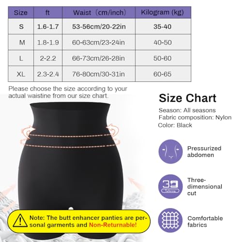 PALAY® Womens Padded Underwear Butt Lifter Panty Invisible Body Shaping Lifting High Waist Hip Pad Enhancer Shorts L 3PCS