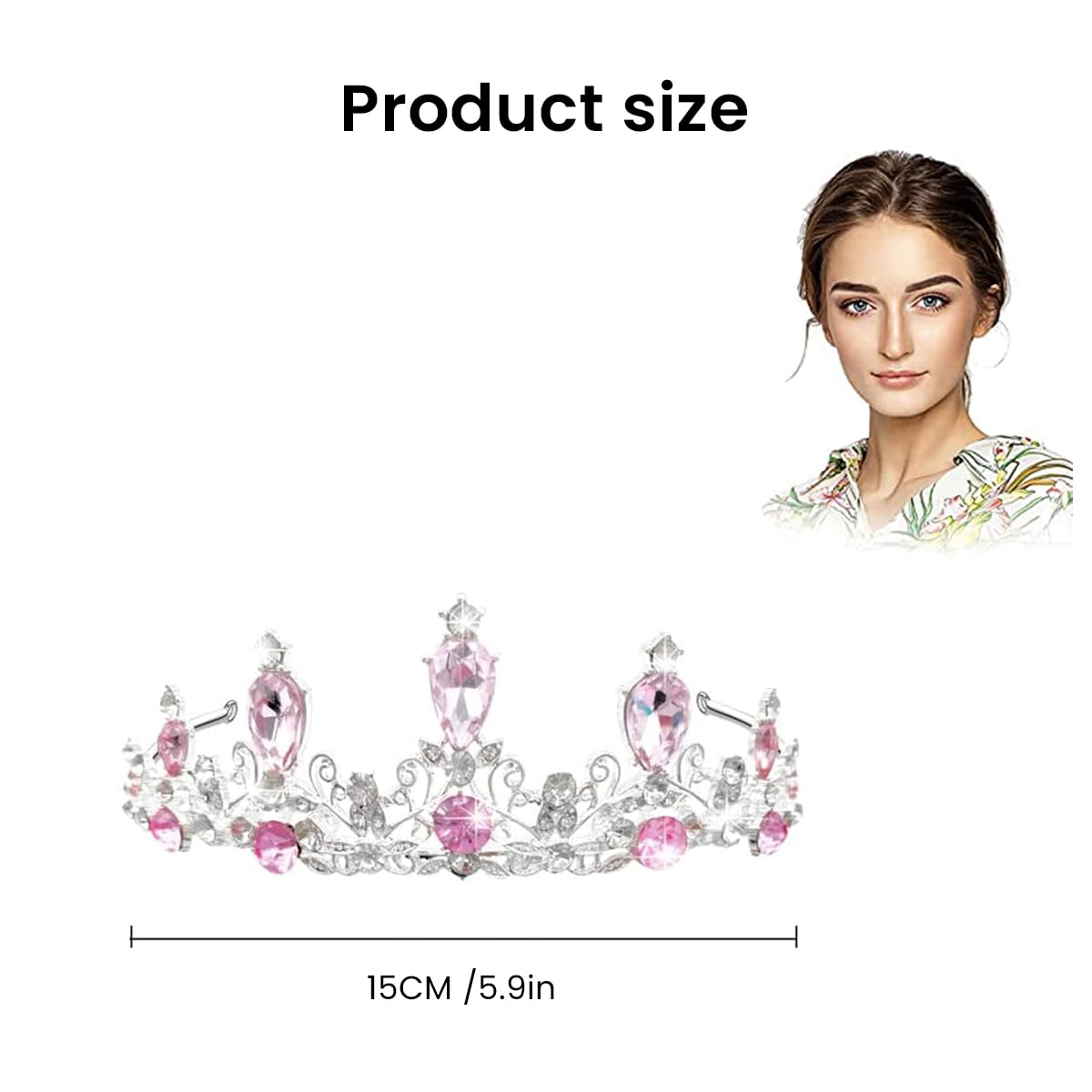 SANNIDHI Crystal Crown for Girls, Birthday Tiara for Girls Kids, Dress-Up Tiara Crown Jewelry Gift Princess Costume Headband Headpiece for Party Cosplay Christmas