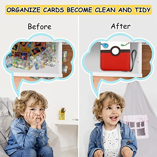 PATPAT® Poke-Mon Binder Cards Collector Album Holder For 400 Cartoon Prints Zipper Bag Trading Card Collection Case Gift For Kids Boys Girls Red 3PCS