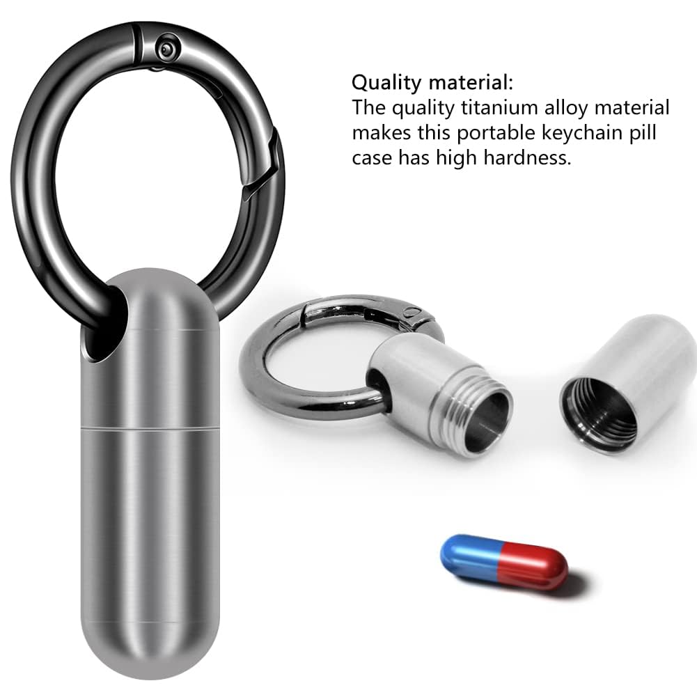 HANNEA Micro Keychain Pill Holder for Compact Travel Storage with 9.7x18mm Slim Design