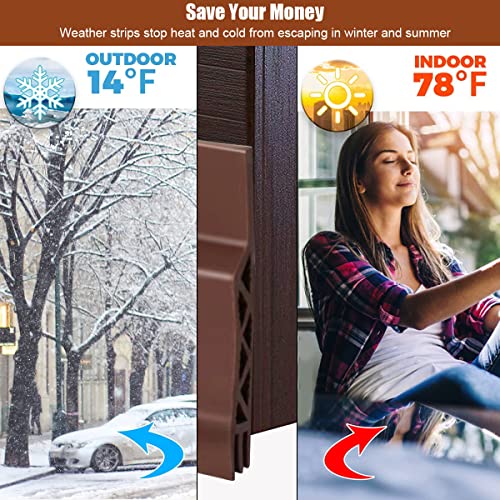 HASTHIP® 2 Pack Door Gap Filler Rubbe, Door Gap Sealing Strip, Dust and Noise Insulation Weather Stripping Strip Tape for Exterior & Interior Doors, 50mm in Width, 39'' Per One (Brown)