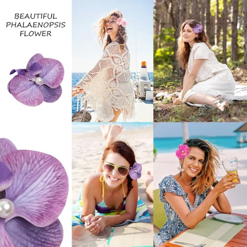 Venzina® 9PCS Flower Hair Clips for Women Stylish Elegant Butterfly Orchid Pins Pearl Artificial Claw French Barrette Cute Accessories Girls Kids