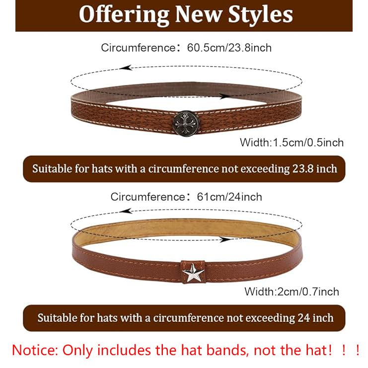 GUSTAVE Hat Bands for Cowboy Hats with Retro Charm and Brown Rivet Design | 2 Pieces Set
