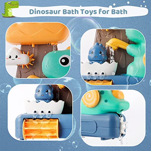 PATPAT® Baby Bath Toys, Fun Dinosaur Water Spray Toy Set Cartoon Bath Toy Sprinkler Toy Suction Cup Design Bathtub Toy Shower Toy for Baby Toddler 1-4 Years Old Bathtime Toy Gift for Toddler