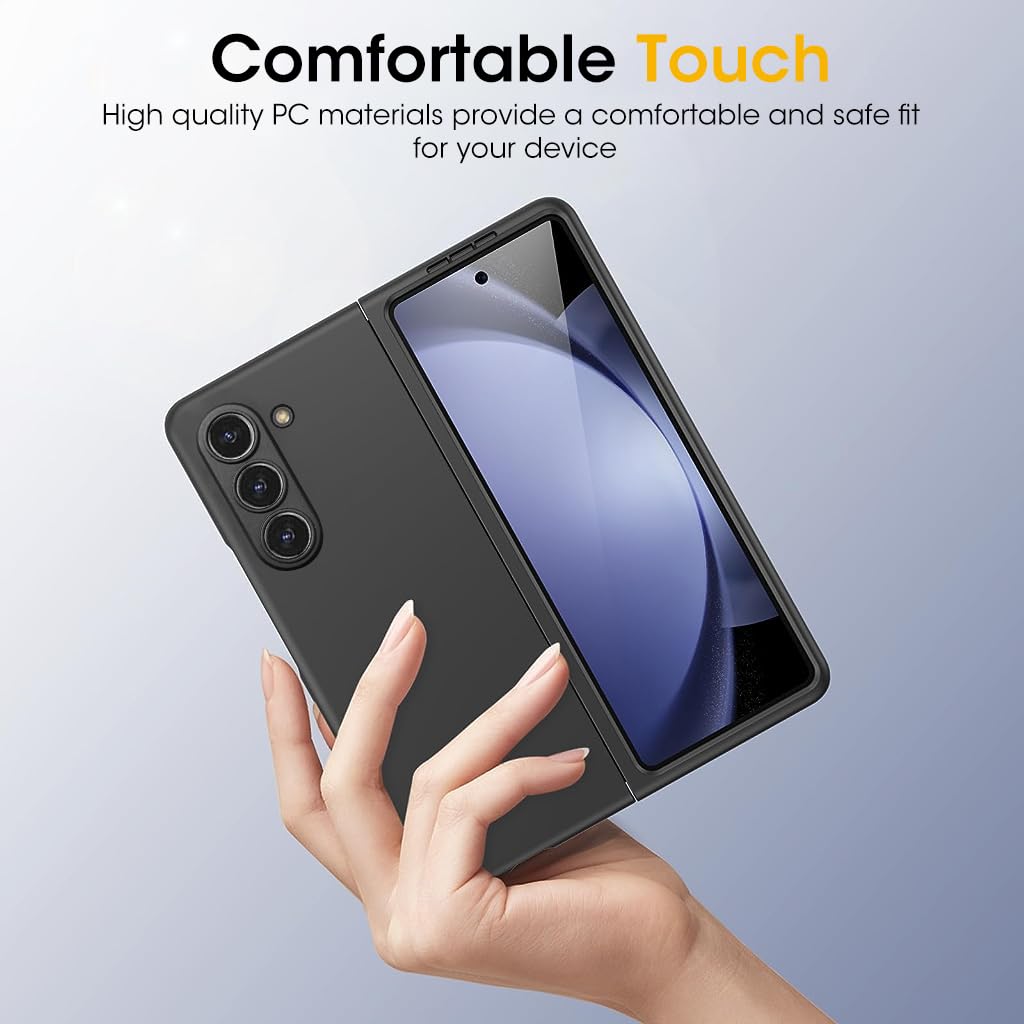 ZORBES Phone Case for Samsung Galaxy Z Fold 5 with Outer Display Protector | Black PC Anti‑Scratch Cover