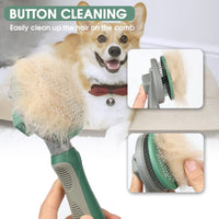 Qpets® Deshedding Brush for Dogs, Dog Brush Dog Comb Cat Hair Brush Self Cleaning Slicker Brush Shedding and Grooming Brush for Pet Hair Brush