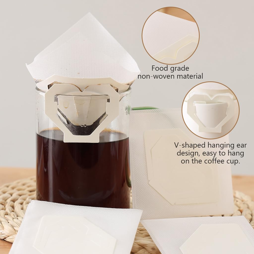 Supvox Paper Coffee Filter Bags for Travel and Camping 30 pcs with Hanging Ears | Biodegradable Disposable Design