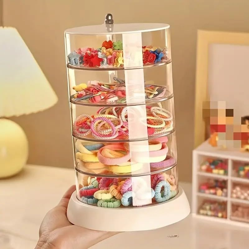 HASTHIP® 5-Layers Rotatable Jewelry Storage Organizer Box for Earrings Hair Accessories & Beauty Supplies Earrings Necklaces Bracelets