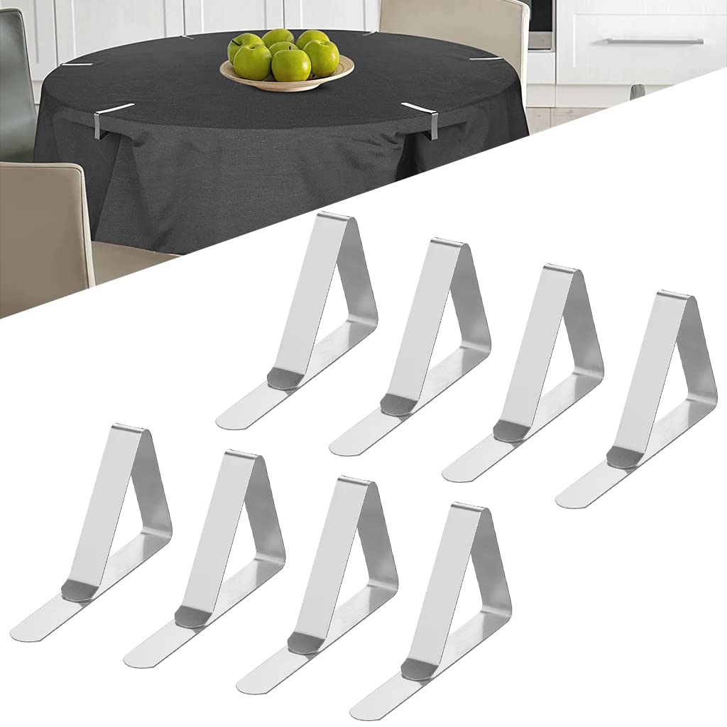 Supvox® 8Pcs Table Clip, Table Cloth Clips, Stainless Steel Large Table Cover Clamps Table Cloth Holders, 7.5cm Heavy Duty Picnic Table Clips, Table Cloth Holders Ideal for Home, Picnic, Party