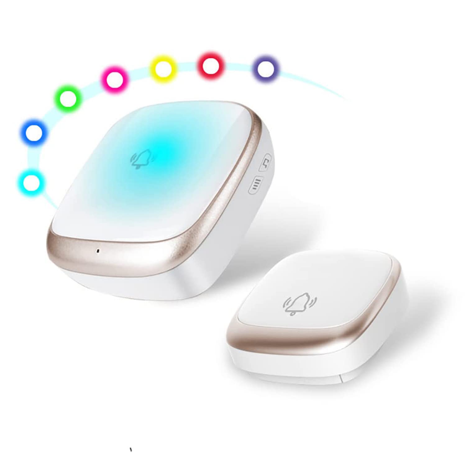 Supvox Door Bell for Home Electrical Self-Powered Battery Free Wireless Door Bell Waterproof IP44 Ding Dong Bell with Catching Eye 7 Colors Flash Light Smart Door Bells 38 Ringtones 5 Level Volume