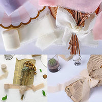 HASTHIP® 3 Rolls Chiffon Ribbons Set Fringe Fabric Silk-Like Ribbons for Gifts Wrapping, Wedding Invitations, Party Decoration, Bridal Bouquets, DIY Crafts(1.5"x7Yd Per Roll) (Beige)