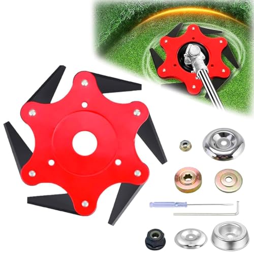 ORTIZA® Grass Trimmer Replacement Blade - Manganese Steel 6-Razor Spin Brush Cutter Head Blade - 24CM Grass Cutter Blade/Brush Universal Weed Brush Trimmer Accessories/Attachment