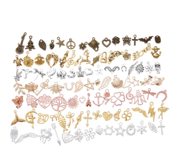 ZIBUYU® 100Pcs 7 Styles Clip on Charm Vintage Animal Charm Assorted
