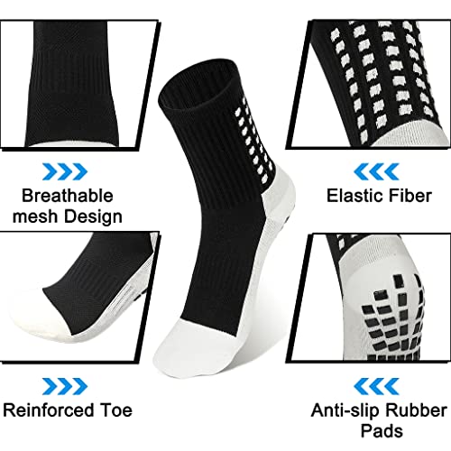 Proberos® Hi-Tech Performance Athletic Socks for Men Women Rubber Anti-Slip Thicken Cushion Sport Ankle Length for Badminton Soccer Running Gym Indoor Training 3 PCS