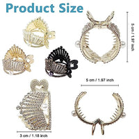 PALAY® 3 Pack Hair Claw Clips for High Ponytail, Metal Pearl Crystal Crown Hair Clips for Women Girls, Stylish Small Ponytail Holder Buckle for Thick Long Hair, Decorative Hair Accessories