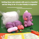 PATPAT® Crochet Stuffed Animal Kit Crochet Kit for Beginners DIY Knitting Kit Full Set Crochet Starter Kit with Yarn, Polyester Fiber, Crochet Hooks, Tutorial Video, Kids Friends Gifts (Dinosaur)