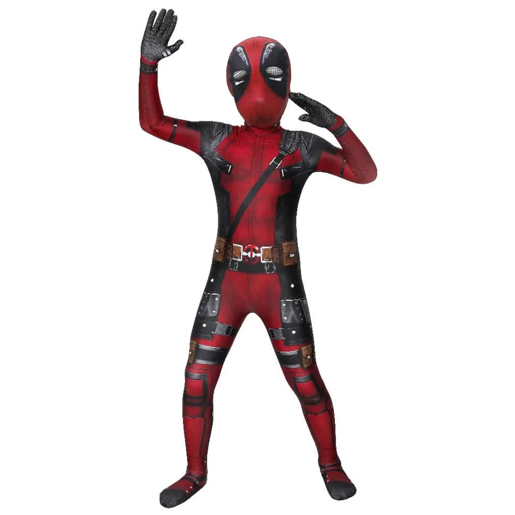Fancyku Kids Halloween Cosplay Costume with 3D Digital Print Mask and Spandex Polyester Bodysuit | Size L