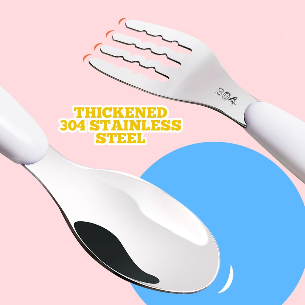 SNOWIE SOFT Kids Utensils Set for Self Feeding with 3Pcs Spoon Fork and Hinged Chopsticks | Yellow