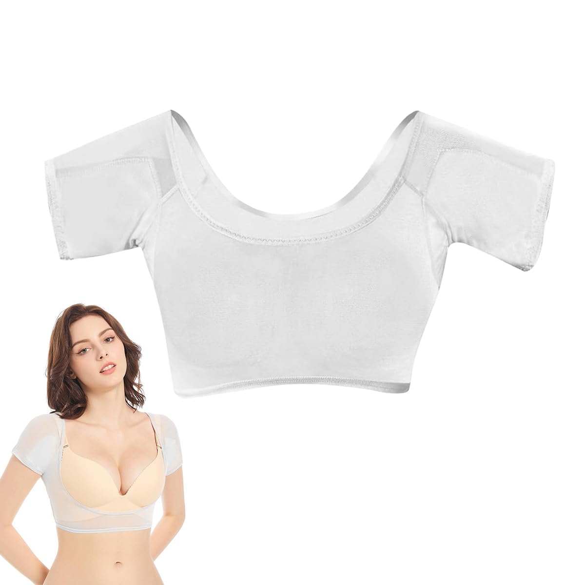 MAYCREATE Sweat Pads for Underarms with Sheer Mesh Quick Dry Fabric Size L | Washable and Reusable Vest for Women