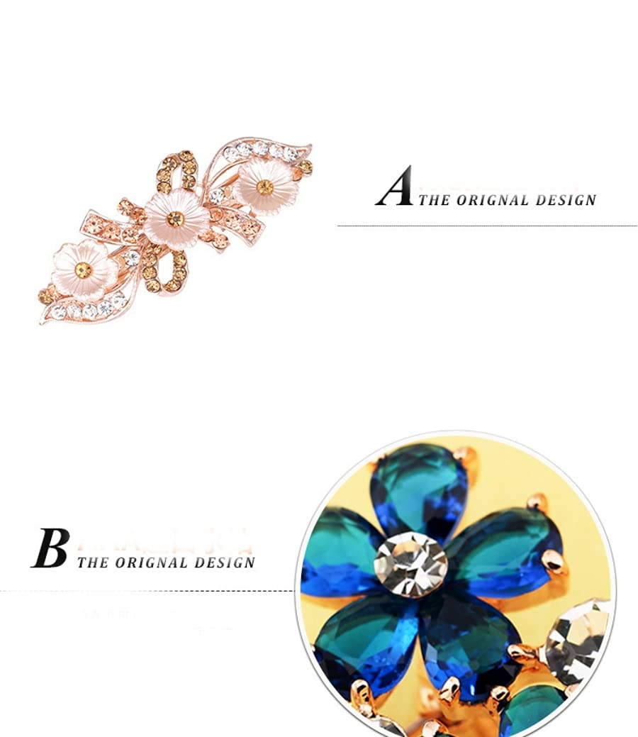 MAYCREATE Hair Clips for Women with Rhinestone Floral Design 6PCS Alloy Set | Retro Style