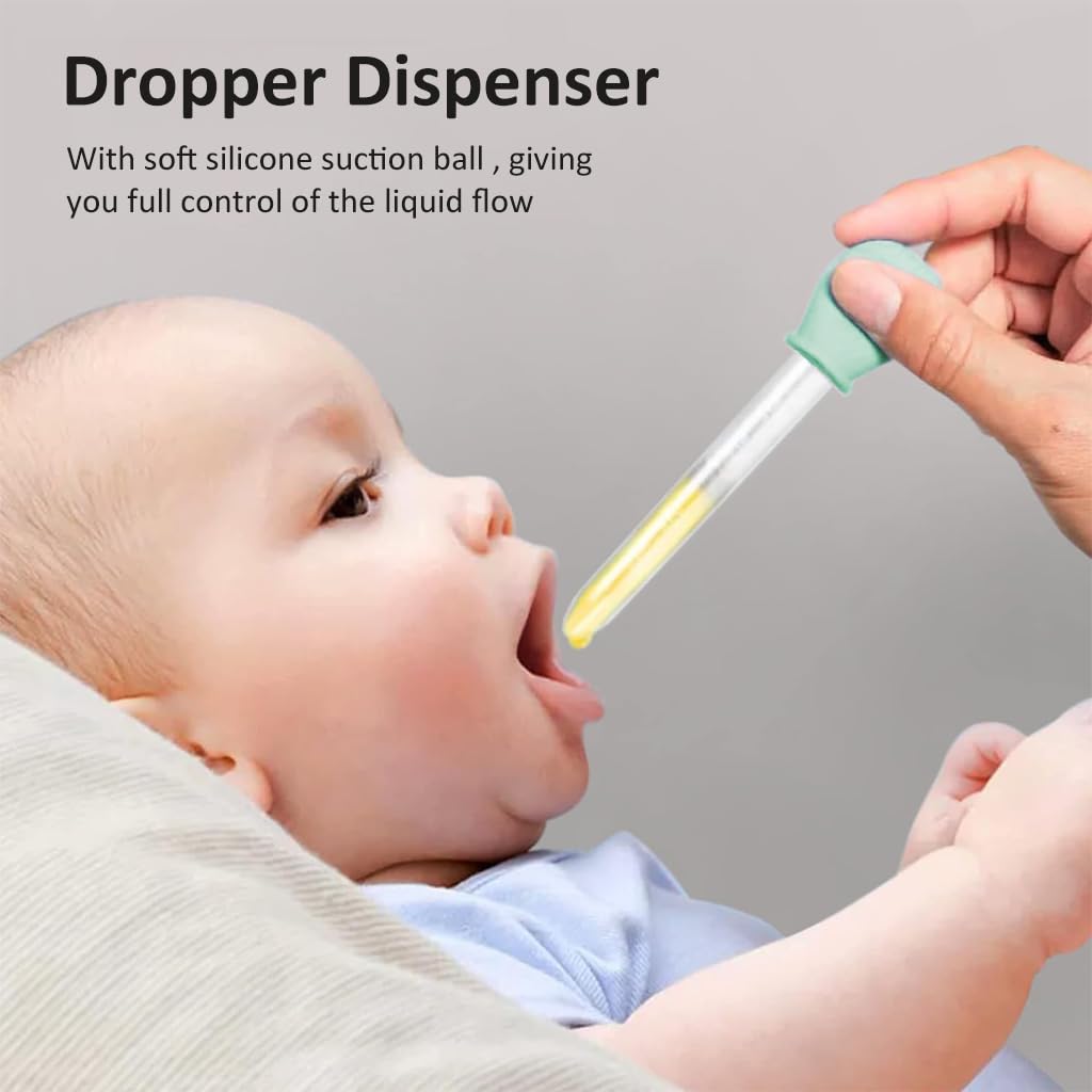 SNOWIE SOFT® 4Pcs Dropper for Baby Medicine Syringe Medicine Pacifier Baby Medicine Dispenser Kit, Food Grade Oral Feeding Syringe and Dropper Set Feeder Dispenser for Infant for Medicine Water Juice