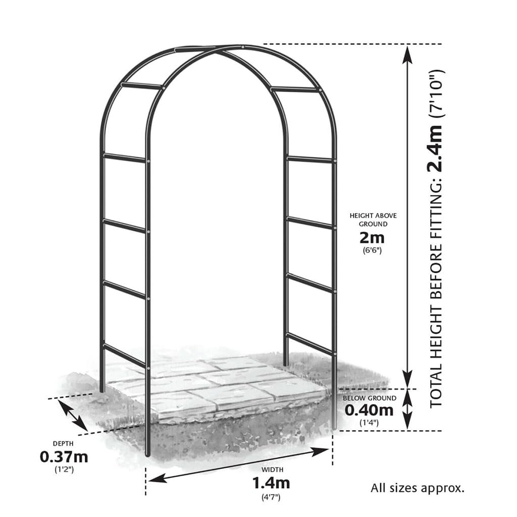 Supvox Garden Arch Plant Stand for Climbing Plants featuring 2.4 m Steel Frame | 3 PCS Set