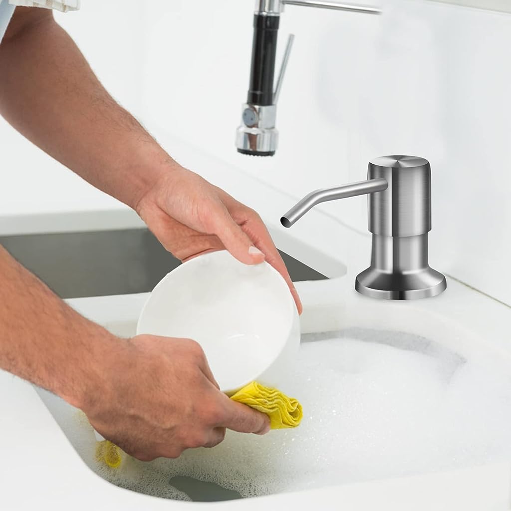 HANNEA Soap Dispenser for Kitchen Sink with 47 in Silicone Tube and 360° Rotatable Pump | Stainless Steel