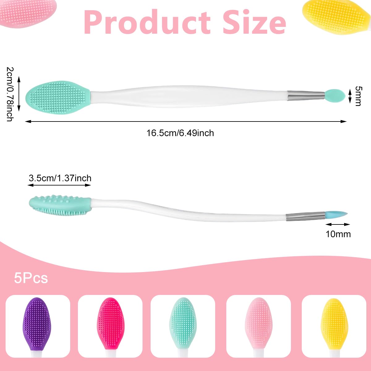 MAYCREATE Blackhead Nose Scrubber Brush Set for Deep Pore Cleaning with 3 in 1 Double Head & Soft Silicone Bristles | 5 Pcs for Daily Facial Care