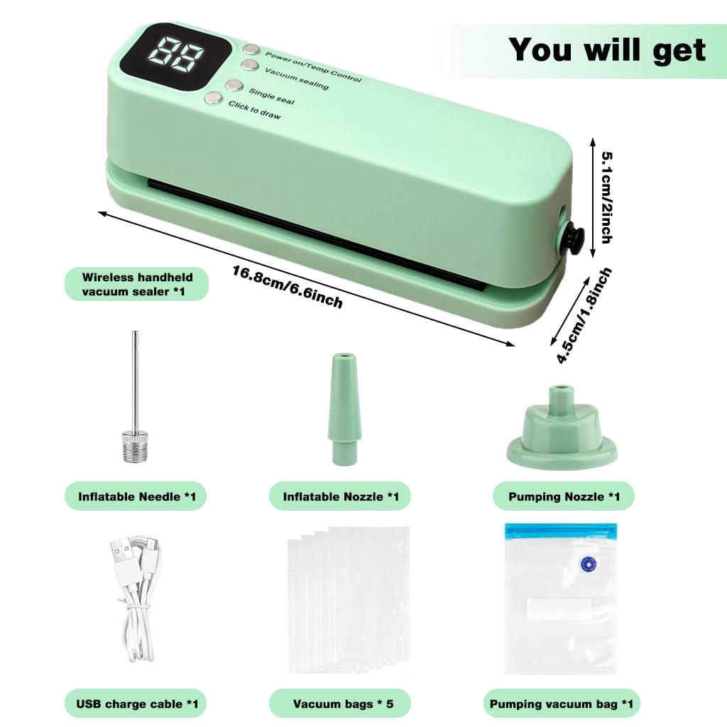 HASTHIP Vacuum Bag Sealer for Food Storage with Air Blower and LCD Display | USB Rechargeable