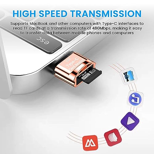 Verilux® Micro SD Card Reader Mini Type C TF with Keychain USB to SD SDHC SDXC OTG Memory Compatible Laptops MacBook 2PCS