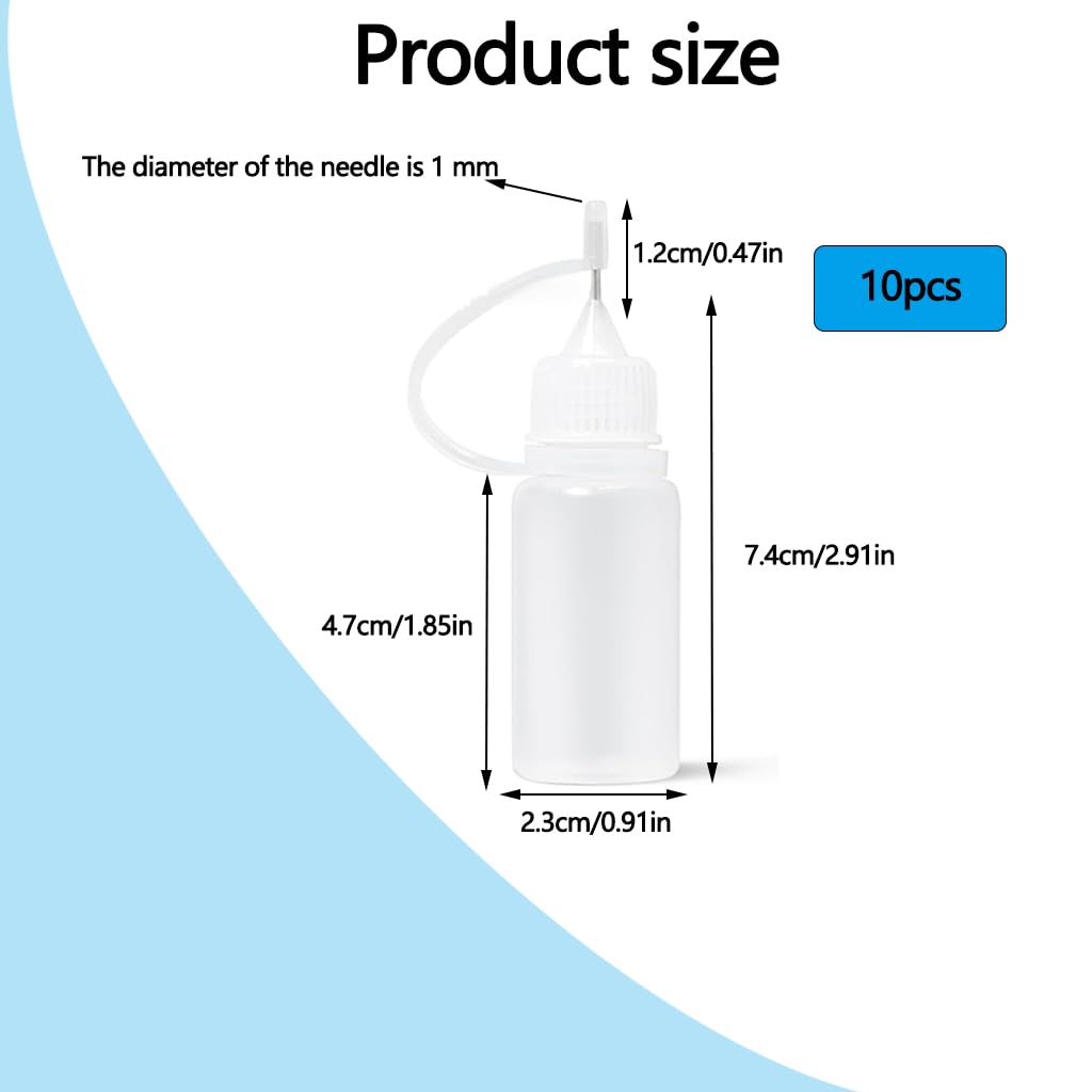 ZIBUYU Precision Needle Tip Glue Applicator Bottle for DIY Crafts featuring Leak Proof 10PC Design | Fine Control for Adhesive and Epoxy