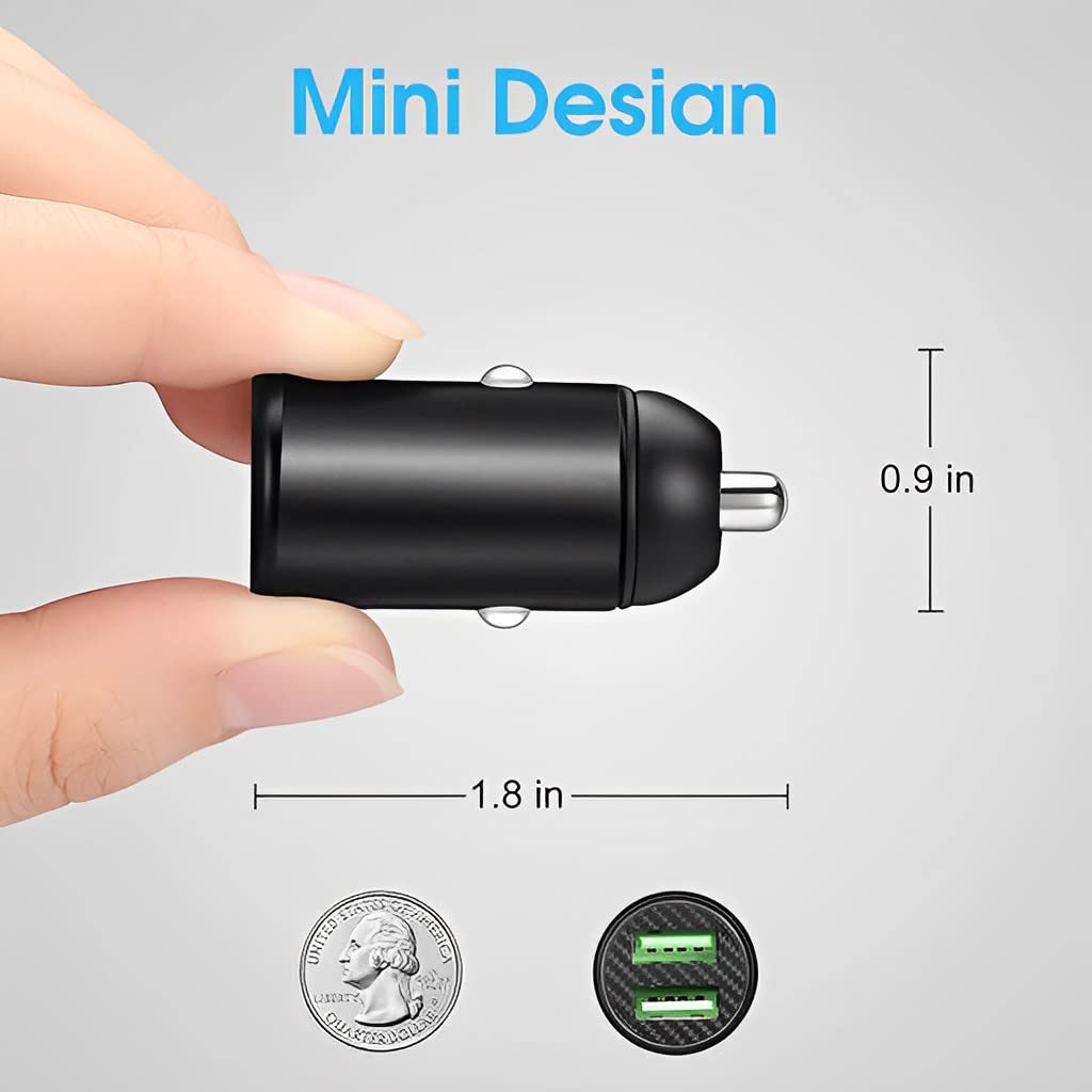 ELEPHANTBOAT Mini Car Charger with Dual USB 30W Ports for Fast Charging | Metal Casing