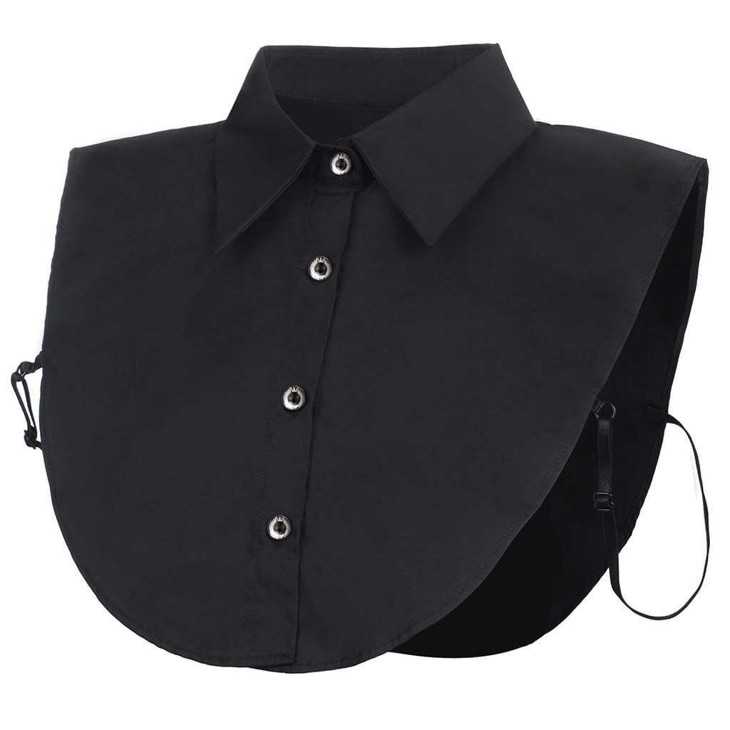 ZIBUYU Detachable Collar for Women Black Fake Collar Cotton Half Shirt False Collar Detachable Collar Shirt for Office Women, Lady Detachable Dickey Tops Collar for Girls and Women - Black