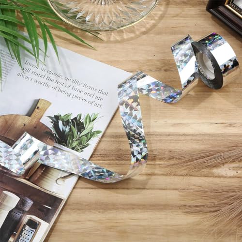 HASTHIP® 80M Bird Scare Tape Reflective Multicolored Birds Repellent Pigeon for Balcony Outdoor Spikes Deterrent Devices Tape 2.5cm 80m 2 Roll 2PCS