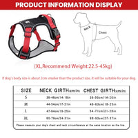 Qpets® Dog Harness, No-Pull Pet Harness with Safety Reflective Strip, Harness for Dogs Large Size, Control Handle Dog Belt Outdoor, Oxford Cloth Dog Vest Harness (Red, XL, Suitable for 22.5-45kg)