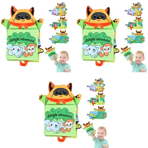 SNOWIE SOFT® Hand Puppet Cloth Books for Babies 0 to 3 Years Soft Toys Sensory 6-12 Months with 3D Touch Feel High Contrast Dimensional Early Educational Baby 3 PCS