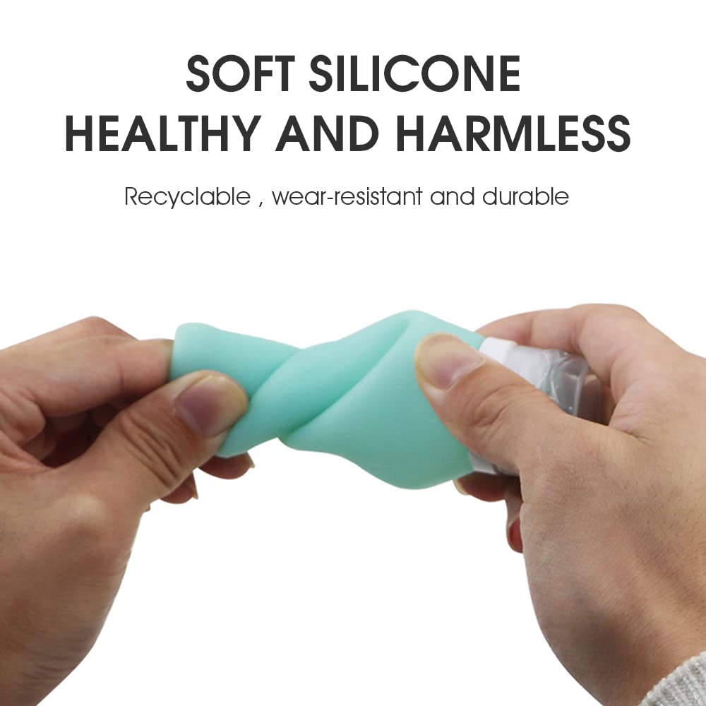 MAYCREATE Travel Bottles for Toiletries 3Pcs 40ml 60ml 90ml with Carabiner | Soft Silicone Leakproof Refillable Containers Green