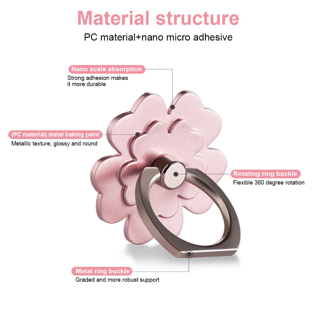 ZORBES Metal Phone Ring Stand Grip 4 Pack with 360° Rotation and Four Leaf Clover Design