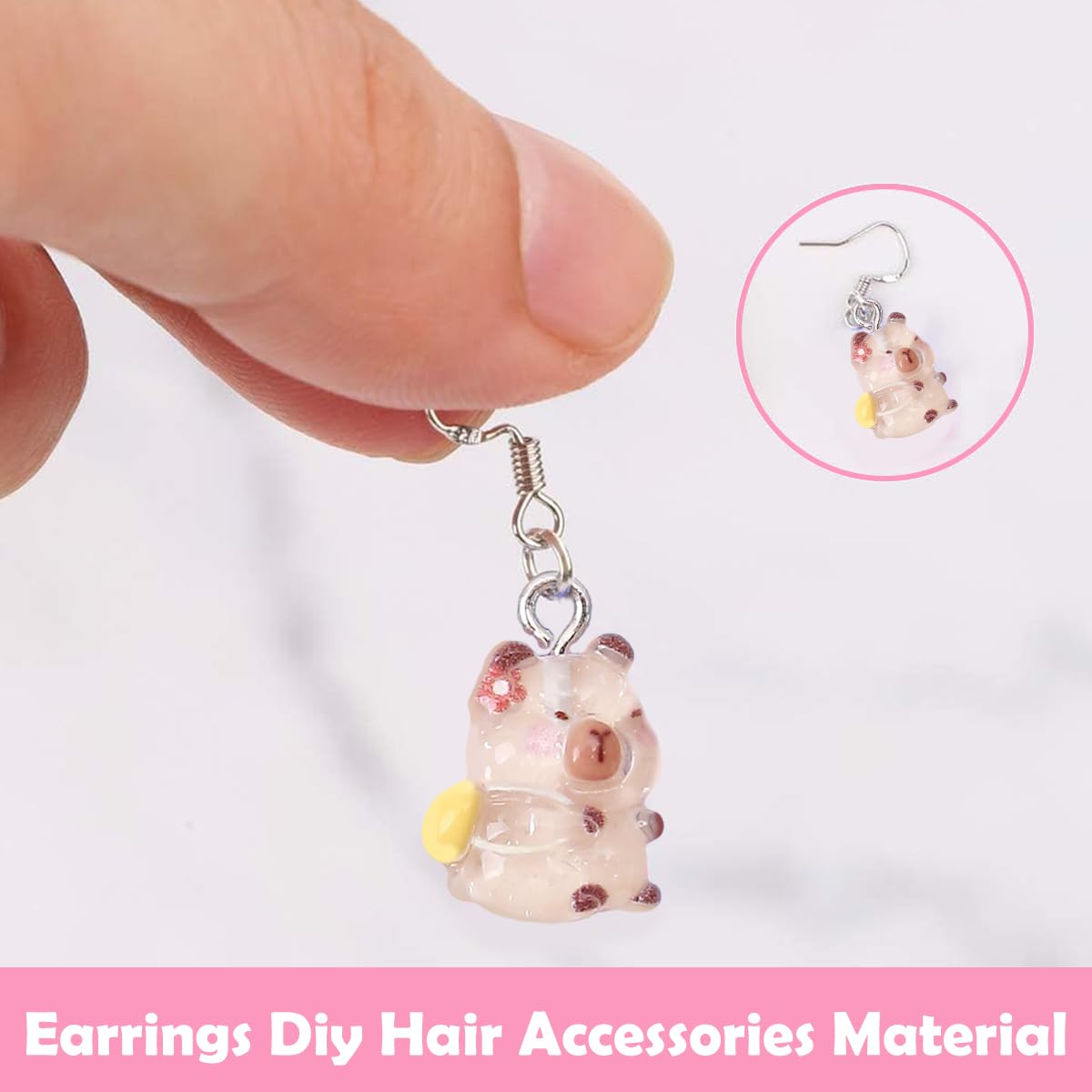 SANNIDHI Capybara Pendant Charms for Jewelry Making with Jump Rings 25pcs 0.5 in Resin Set