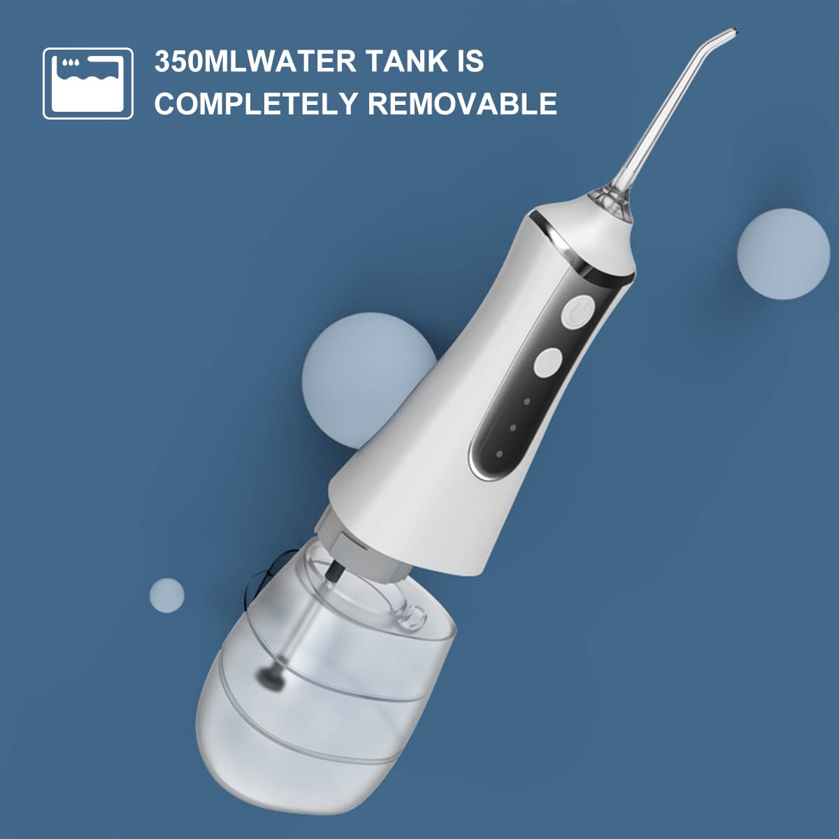 HANNEA Cordless Oral Flosser for Teeth Cleaning with 5 Jet Tips and 360° Rotation | 350ml Water Tank & 3 Modes