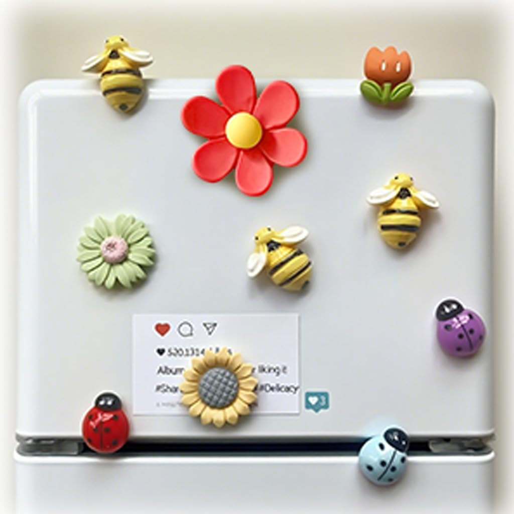 HASTHIP Cartoon Fridge Magnets for Kitchen Decoration with Strong Hold 10 Pack Resin Set