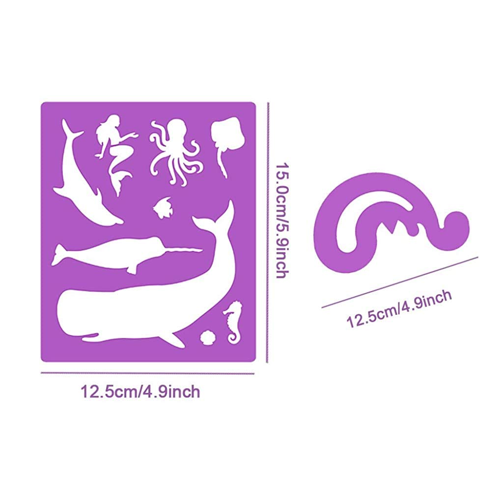 ELEPHANTBOAT Painting Stencils Set for Kids with 14 Templates and 150 Patterns | Reusable PET Plastic