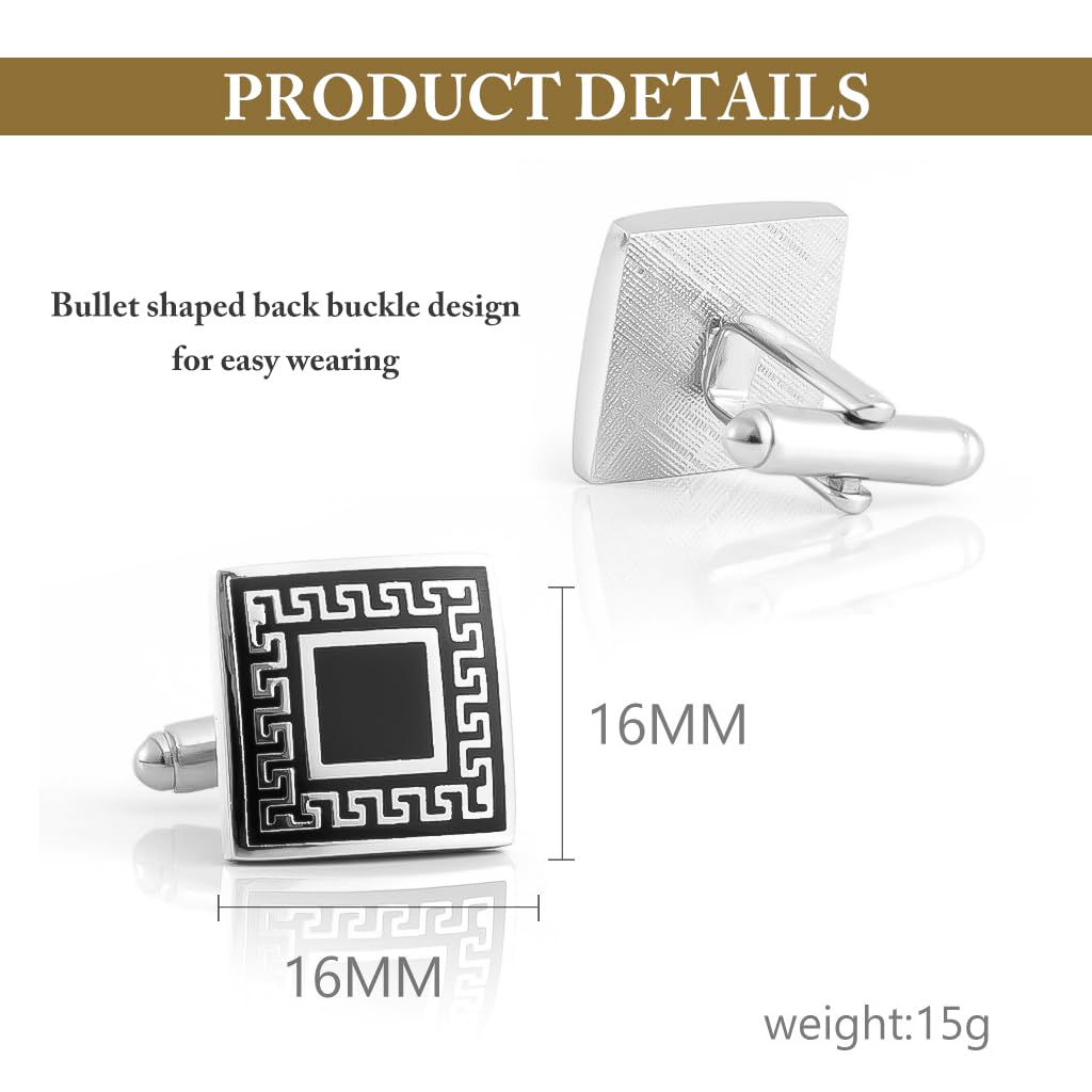 GUSTAVE Mens Cufflinks for Suits featuring Black Electroplated Pattern | Ideal for Wedding and Business